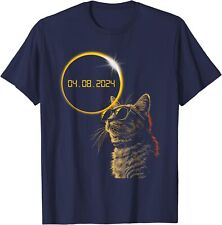 Total Solar Eclipse 2024 Cat Wearing Solar Eclipse Unisex T-Shirt picture