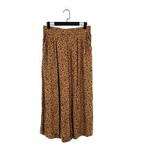H&M Tan Brown Black Leopard Print Wide-Leg Cropped Culotte Trousers - Size 12 picture