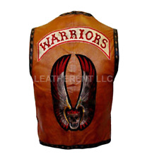 Mens The Warrior Movie Cow Boy Rider Halloween Genuine Leather Costume Vest picture