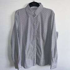 Gerry Weber Shirt Men’s Small Grey Button Up Long Sleeve Spotted Collared Cotton picture