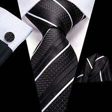 US 100 Colors Slik Mens Tie and Handkerchief Set Pocket Square Cufflinks Wedding picture