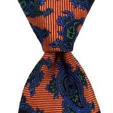 BEN SILVER Men's 100% Silk Necktie ENGLAND Luxury PAISLEY Orange/Blue/Green EUC picture