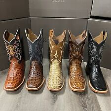 MEN'S RODEO COWBOY ALLIGATOR NECK PRINT WESTERN SQUARE TOE BOOTS MEXICO PRODUCT picture