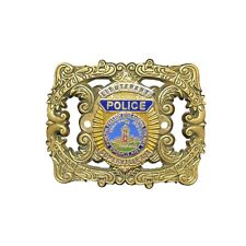 Rare 1982 Baron Brass Buckle Somerville, Mass Police Lieutenant Auxiliary Badge picture