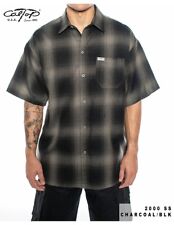 CALTOP OLD SCHOOL FLANNEL VETERANO SHORTSLEEVE SHIRT PLAID SM-5X GANGSTER picture