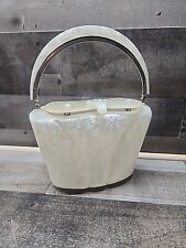 Vintage Llewellyn Inc Oval Lucite Basket Style White Pearlized Purse Clean  picture