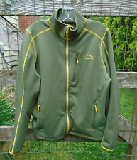 LL Bean Jacket Mens Large Green w yellow stitch Polyester Lightweight, full zip picture