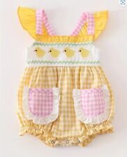 NEW Boutique Embroidered Easter Chicks Baby Girls Bubble Romper Jumpsuit picture