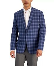 BAR III Men's Slim-Fit Patterned Blazer Grey Blue 40L Sport Coat picture