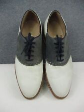 VINTAGE Johnston Murphy Saddle Mens Shoes 11 Lace Up Gray White University Club picture