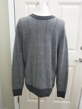 Men's J CREW S Gray Lined Knit Wool Long Sleeve Pull Over Crew Neck Sweater Top picture