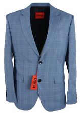 New Hugo Boss Jeffery 212 Men's 36R Blue Plaid Jersey Wool Suit Jacket Blazer picture