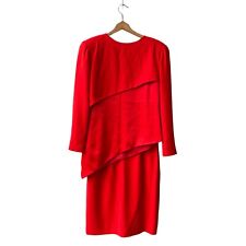 Vtg PIERRE BALMAIN Paris Skirt Suits Women’s 10 Red Asymmetrical Long Sleeve picture
