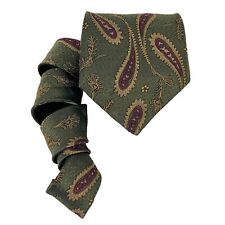 Burberrys Of London Green Paisley 100% Silk Men's Necktie 58
