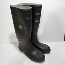John Deere Men's Size 7 Black Rubber Boots Waterproof Work Rain Farm Outdoors picture