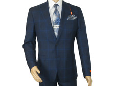 Men TALLIA Suit Wool Blend English Glen Plaid Classic 2Button VDVA2SVX0026 Blue picture