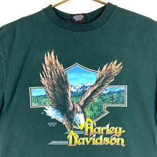 Vintage Harley Davidson 3D Emblem T-Shirt Size XL 1990 Green Single Stitch 90s picture