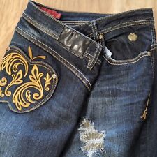 Apple bottom jeans vintage Size 20 Ripped Gold needling Graphic Apple Logos picture