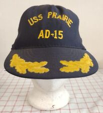 Vintage USS Prairie AD 15 Navy Cap Hat Blue Made In The USA SnapBack Gold Leaf picture