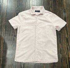 Abercrombie Fitch Short Sleeve Button Up Shirt Men’s Medium Pink Linen Blend picture