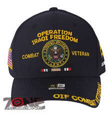 US ARMY OIF OPERATION IRAQI FREEDOM COMBAT VETERAN FLAG USA BALL CAP HAT BLACK picture
