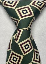 Polo by Ralph Lauren Necktie Mens Handmade Designer 100% Silk Geometric Green picture