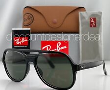Ray-Ban Powderhorn RB4357 Sunglasses 6545/31 Black Clear Frame Green Lens 58mm picture