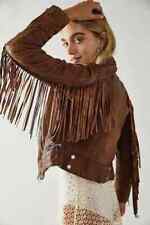 New Women's Brown Lambskin Leather Fringed Jacket Handmade Fashionable Stylish picture