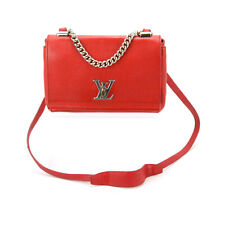 Louis Vuitton Lockme II Red Leather Top Handle Chain Handbag w/Shoulder Strap picture