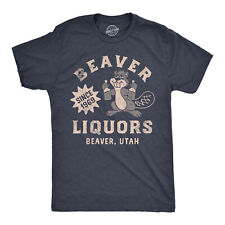 Mens Beaver Liquors T Shirt Funny Booze Bottle Drinking Joke Tee For Guys picture