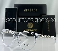 Versace Cateye Eyeglasses VE3302D Clear Frame Silver Metal Temples 148 54mm NEW picture