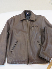 CHAPS RALPH LAUREN Leather Jacket Men’s Sz MED Brown Thick Quilted Bomber picture