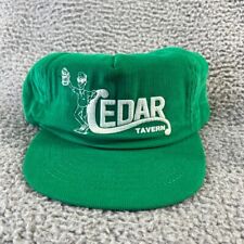 Vintage Cedar Tavern Snapback Hat Green White Corduroy USA Made Spellout 90s picture