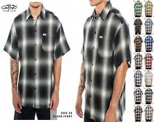CALTOP OLD SCHOOL FLANNEL VETERANO SHORTSLEEVE SHIRT PLAID SM-5X GANGSTER picture