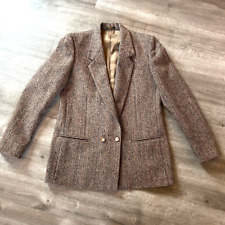 Harris Tweed Jacket Mens 36R Brown Virgin Wool Blazer Sport Coat Retro Vintage picture