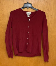 NEW Joseph A. Sweater Women’s Large Red/Burgundy Berry Button Down Cardigan NWT picture