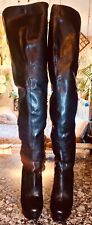 Stunning Rare Bohemian Extra Tall Leather Thigh High Vintage Platform Heel Boots picture