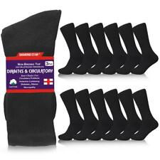 12 Pairs Black New Diabetic Crew Socks Circulatory Health Cotton Loose Fit Top  picture