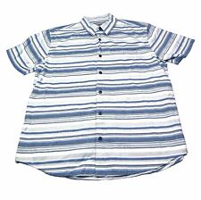 Vtg Grizzly Mountain Blue Striped Mens Sz XL Short Sleeve Button Down Shirt picture