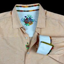 Robert Graham Floral Peach Shirt Size Large Flip Cuff Long Sleeve Button Up picture