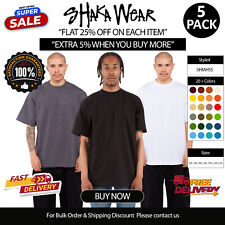 5 Pack Of Shaka Wear Adult Max Heavyweight T Shirt Stylish T-Shirt - SHMHSS picture