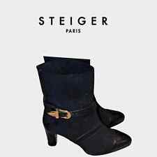 Walter Steiger Made in Italy Black Leather strap Ankle Boots picture