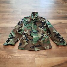 Vintage Military Field Coat Mens Small Short Green Woodlands Camo Cold Weather picture