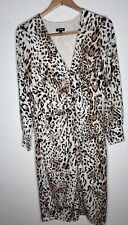 Express Factory Animal Print Long Sleeve Ruched Midi Dress Size L picture