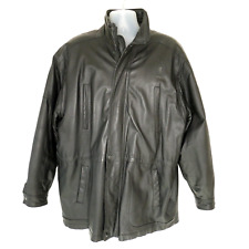 Genuine Leather American Outerwear Black  Biker Jacket Mens XL Insulated Quilted picture