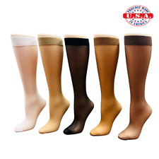 12 Pair Sheer Nylon Comfort Top Knee Highs Knee High Made In USA Choice of Color picture