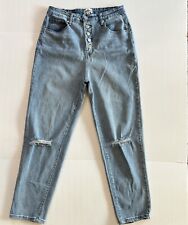 Abound Women's Blue Jeans Mom High Rise Button Fly Straight Distressed Size 30 picture