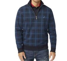 Nautica Men's Quarter Zip Fleece Pullover Plaid Sweatshirt $79 picture