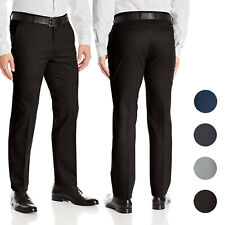 Men's Formal Slim Fit Slacks Trousers Flat Front Business Dress Pants picture