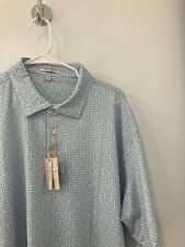 Peter Millar summer comfort   blue white  golf polo shirt  Men's XL NWT NEW picture